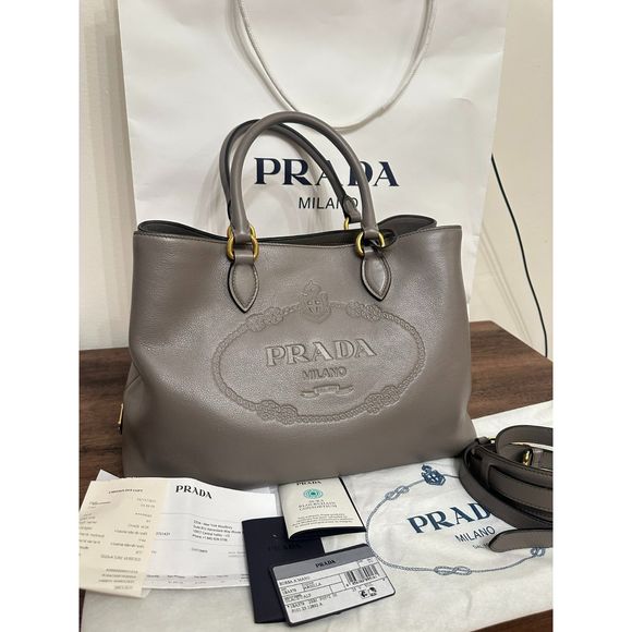 LUXURY PRADA SHOULDER BAG HANDBAG 1BA579 : ARGILLA COLOR, LEATHER NEW - Picture 1 of 7